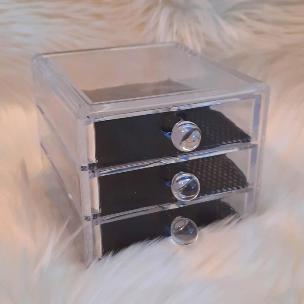 Petite Acrylic Jewelry Case or Vanity Organizer-3 Drawers